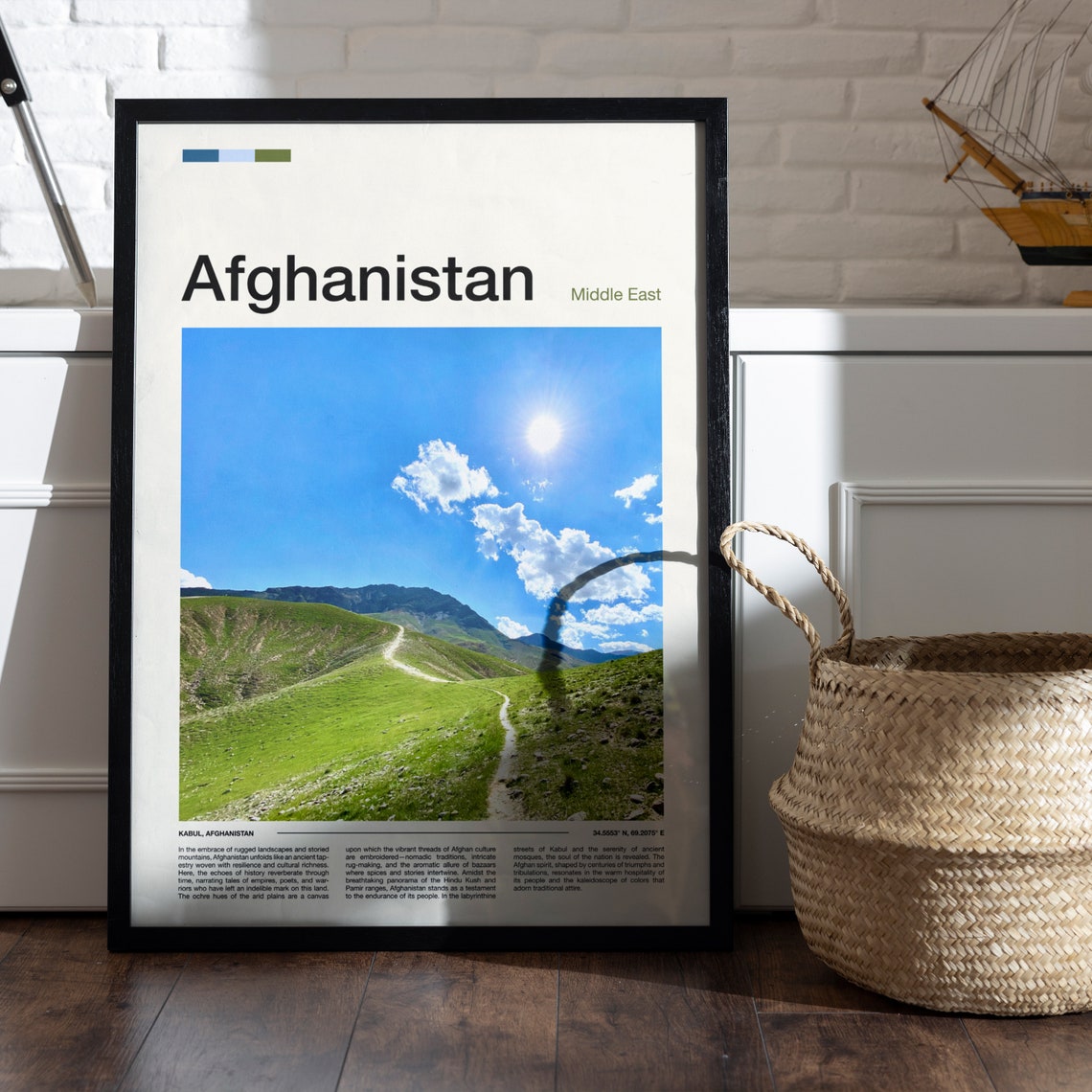 Afghanistan Kabul Green Mountain Hiking Trail Sunny Valley Poster - Image 5