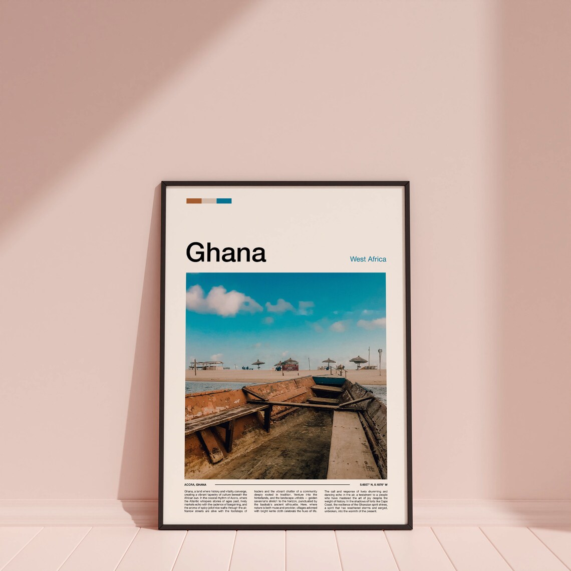 Ghana Accra Wooden Fishing Boat Sandy Beach Photography Poster - Image 4