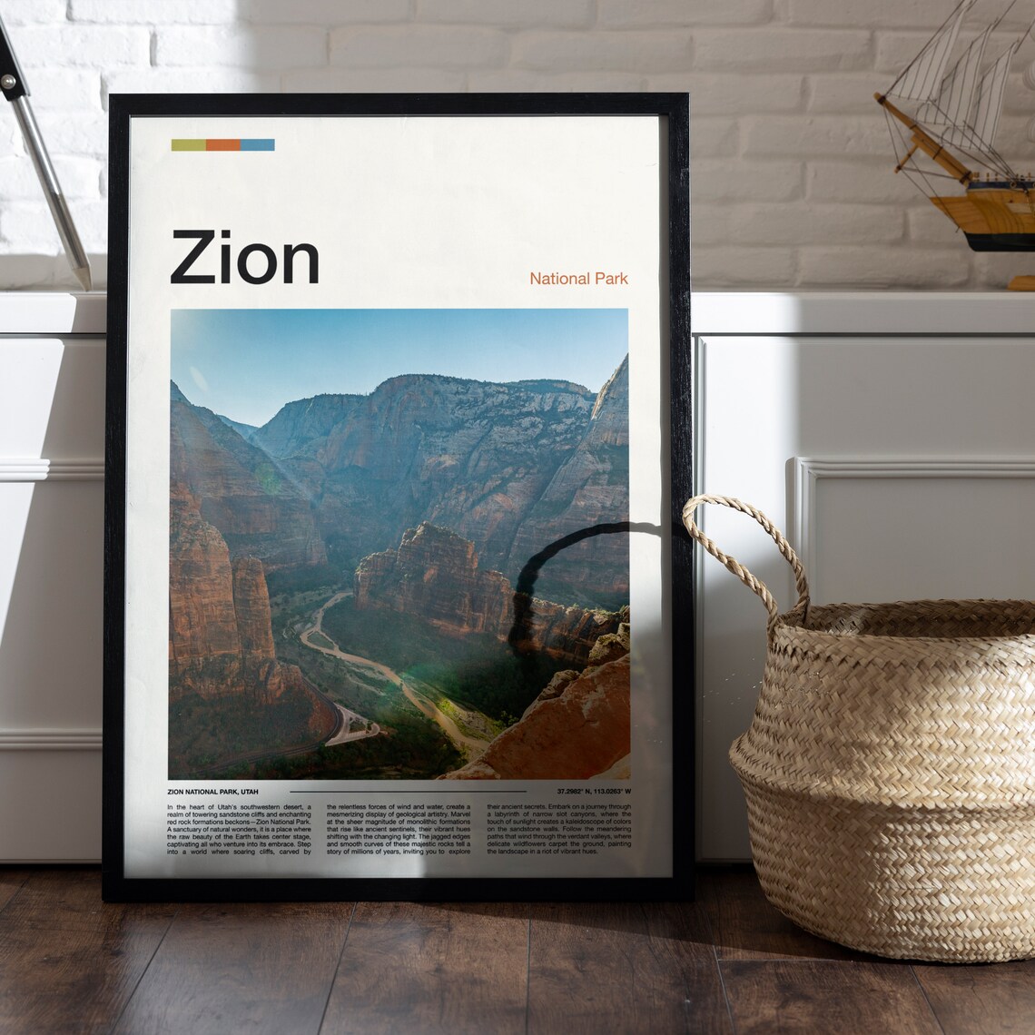 Zion National Park Print Zion National Park Poster Zion Wall Art Zion Art Print Zion Photo - Image 5