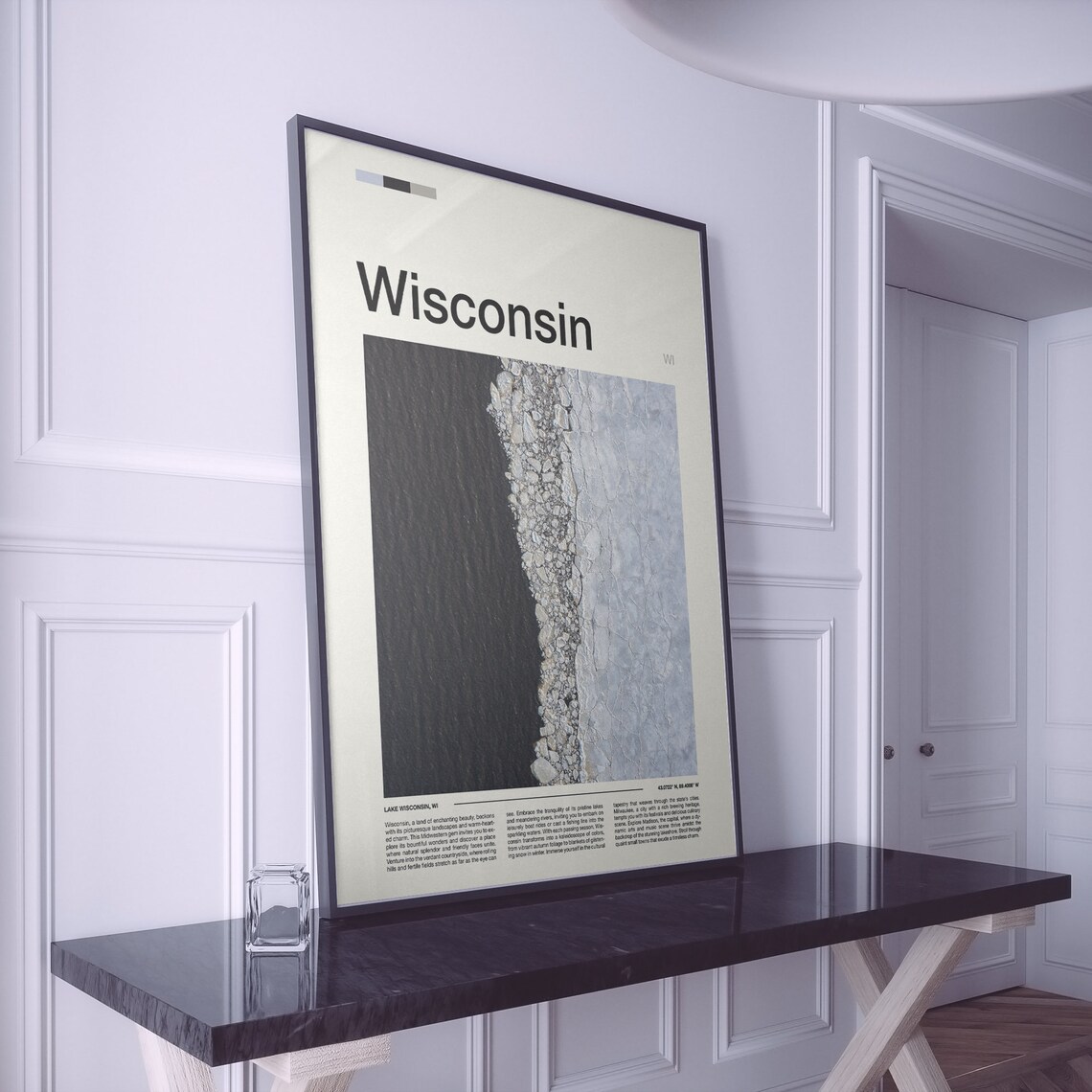 Wisconsin Frozen Lake Aerial Ice and Water Abstract Photography Poster - Image 2
