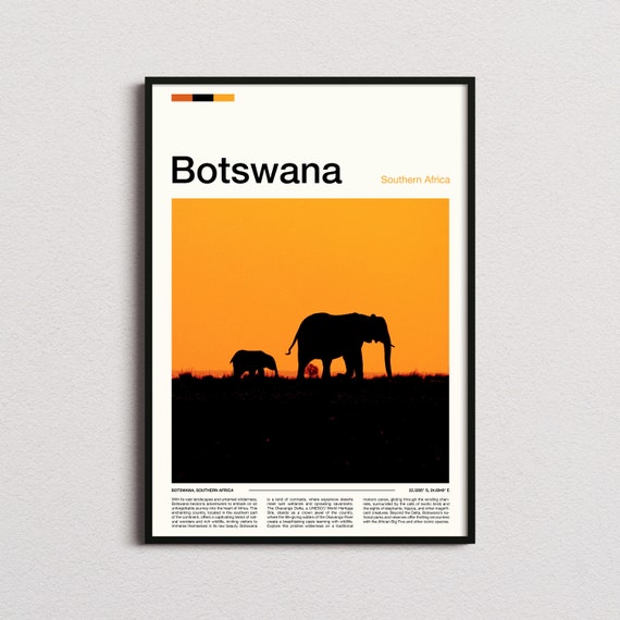 Botswana Print Botswana Poster Botswana Wall Art Botswana Art Print Botswana Photo
