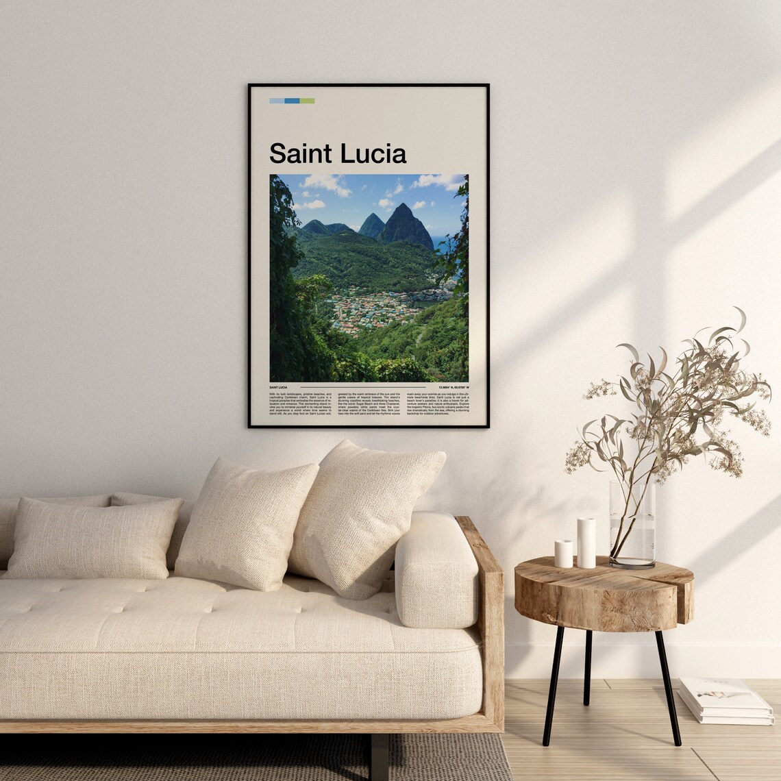 Saint Lucia Caribbean Pitons Mountains Lush Green Island View Poster - Image 3
