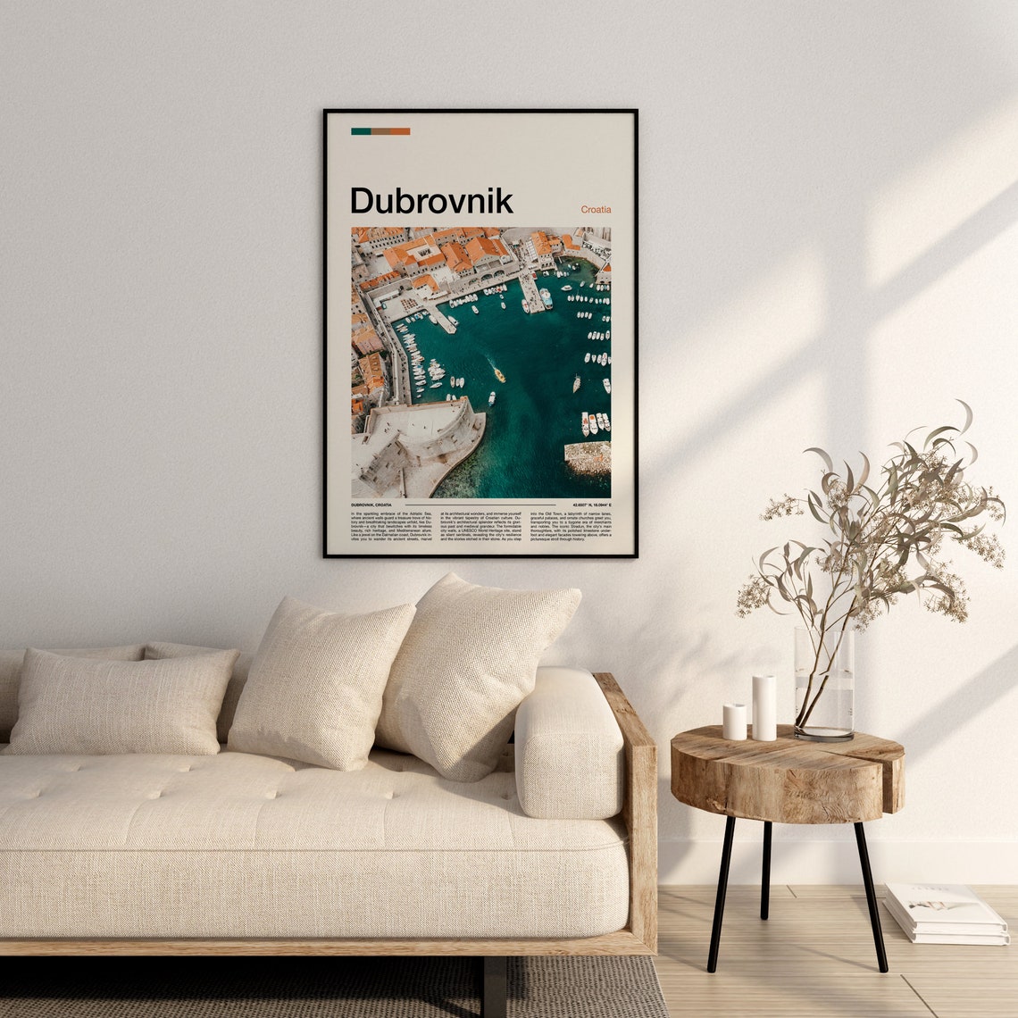 Dubrovnik Croatia Medieval Old Town Harbor Aerial View Travel Poster - Image 2