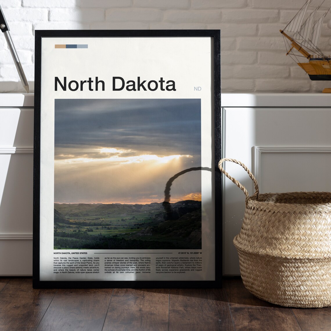 North Dakota Badlands Sunset Plains Scenic Landscape Travel Poster - Image 5