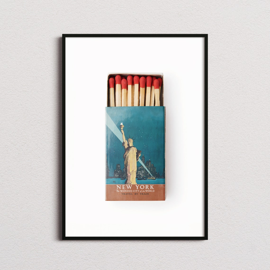 New York Statue of Liberty Vintage Matchbox Retro Skyline Poster