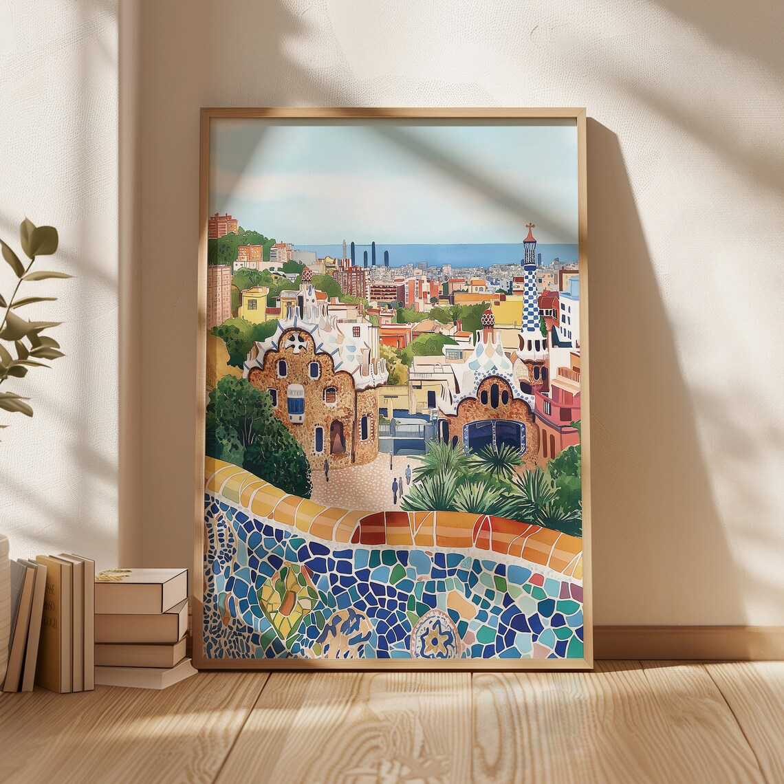 Barcelona Park Guell Watercolor Art Print, Spain - Image 3