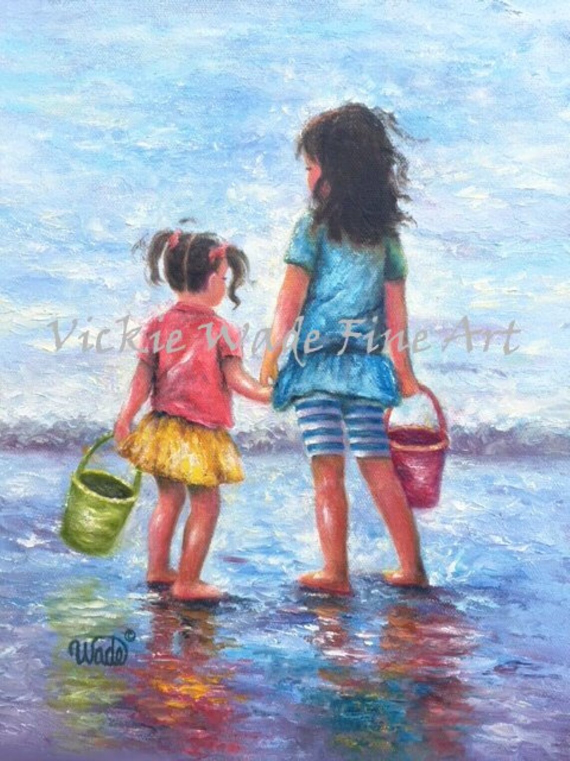 Two Sisters Beach Girls Art Print, Vickie Wade
