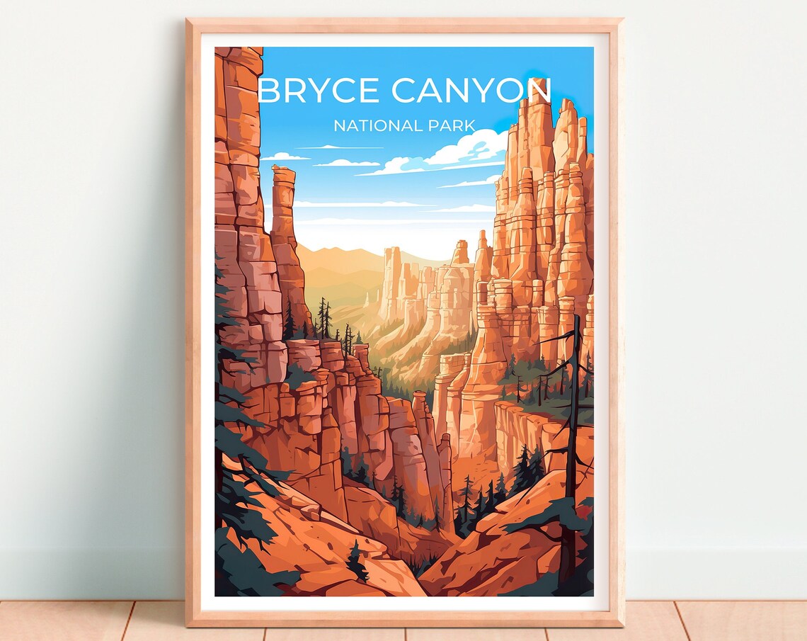 Bryce Canyon Travel Poster, Utah Canyon Landscape - Image 4