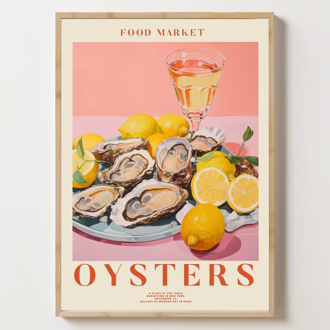 Oyster Themed Poster, Coastal Cuisine Decor