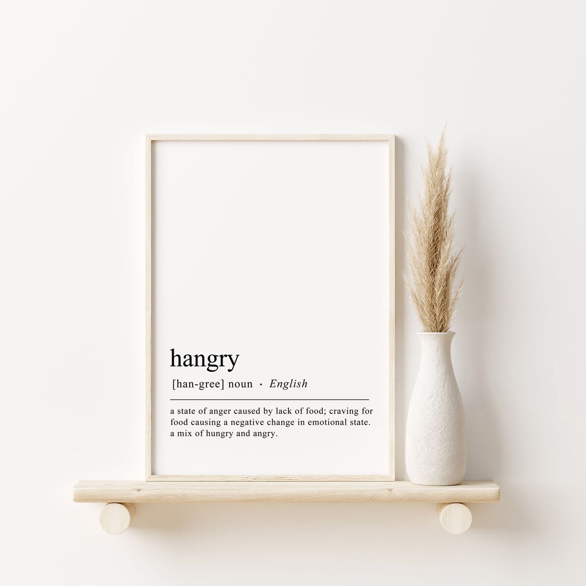 Hangry Definition Print Funny Kitchen Wall Art Minimalist Aesthetic Wall Decor Dining Room Decor Wall Art - Image 4