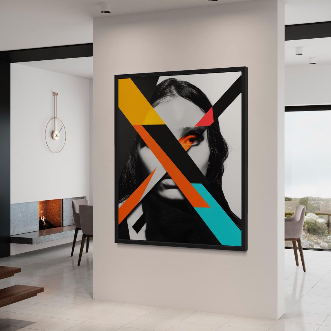 Abstract Geometric Stripes Woman Face Graphic Modern Poster Home Decor - Image 6