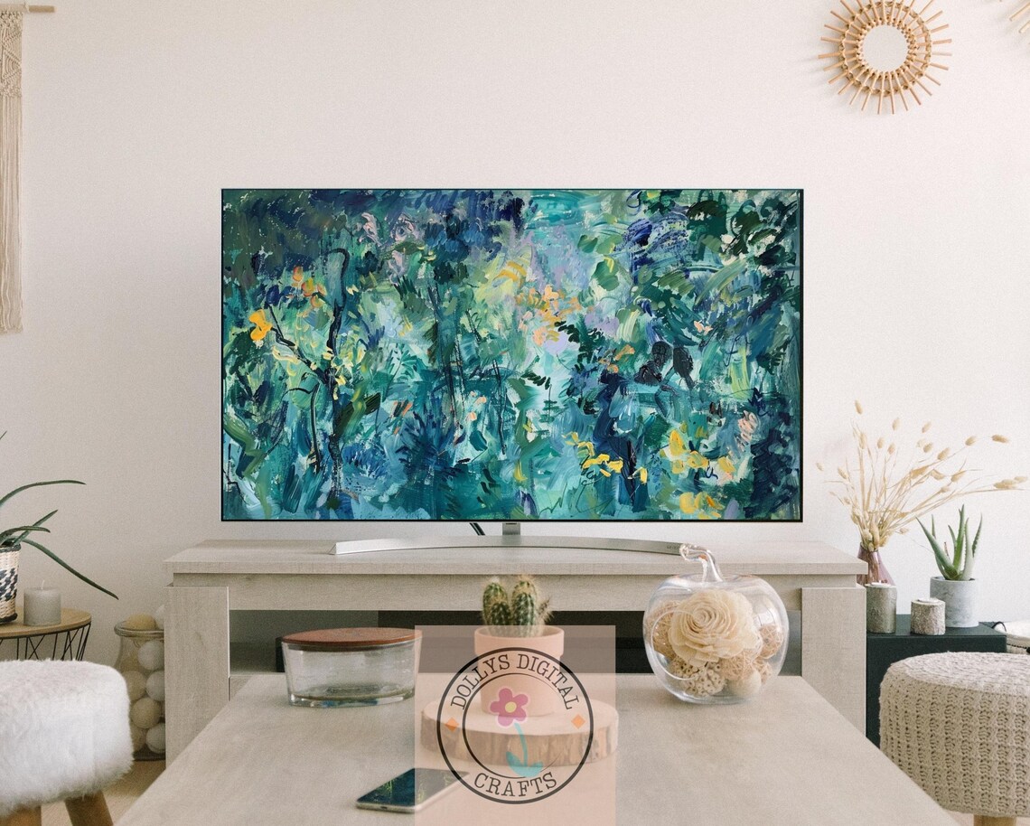 Abstract Green Garden Impressionist Painting Nature Art Poster - Image 3