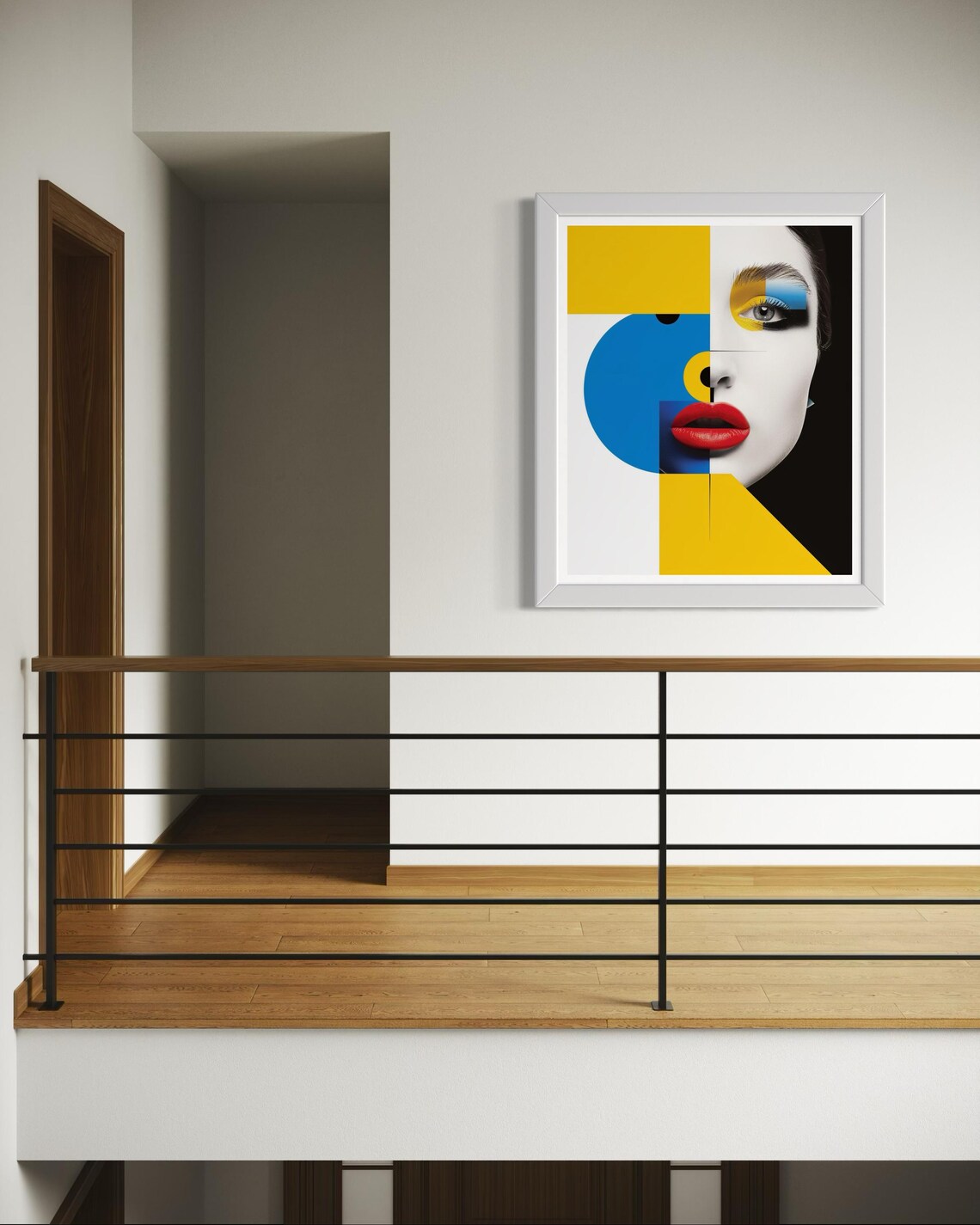 Abstract Pop Art Woman Portrait Yellow Blue Geometric Face Poster - Image 6