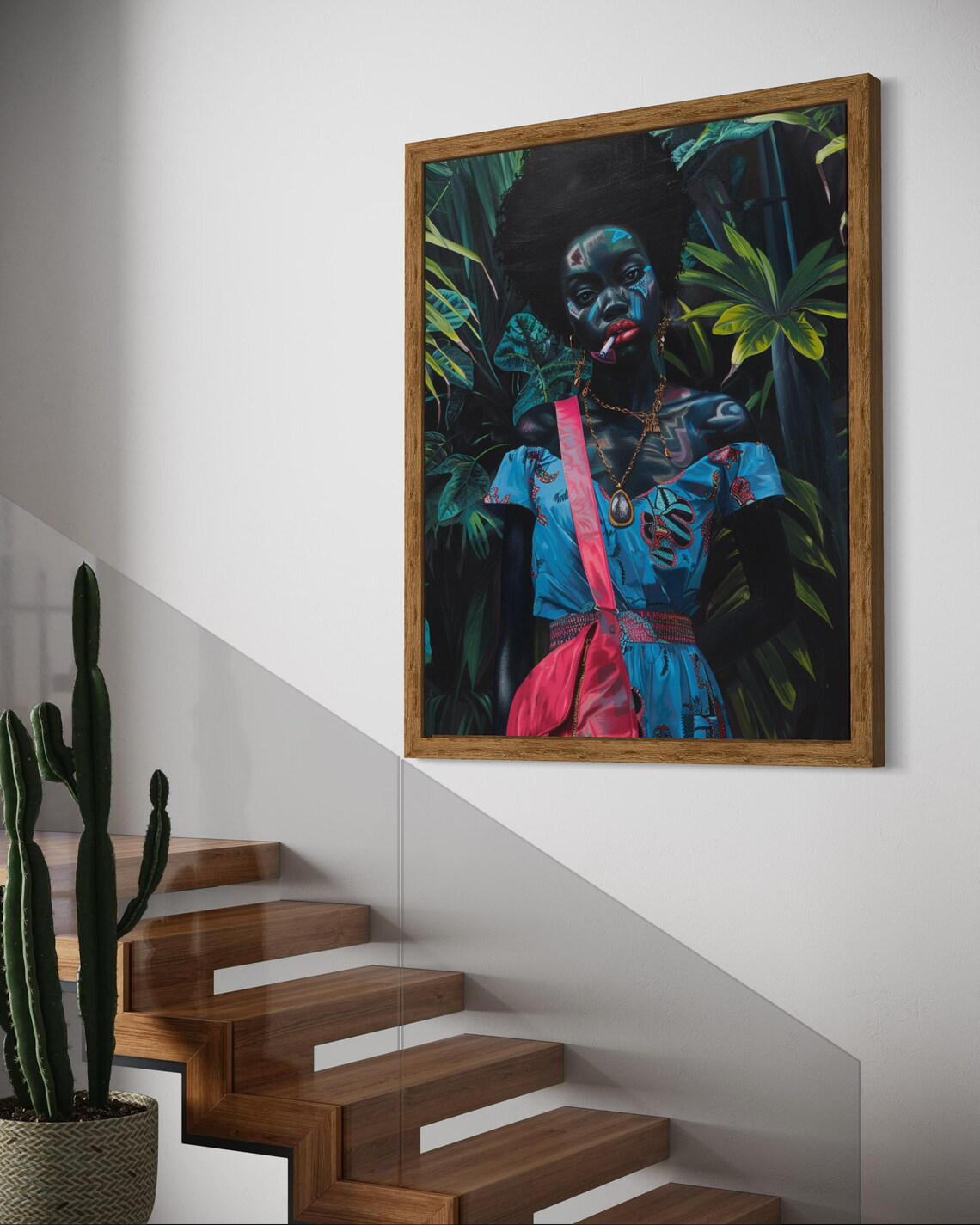 African Woman Art Print Blue Dress Wall Art Black Girl Magic Modern Black Woman Art Afrocentric Wall Decor Feminine African Art - Image 7
