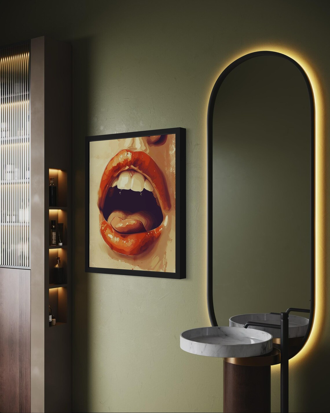 Bold Red Lips Close Up Pop Art Portrait Glamorous Beauty Wall Print - Image 7