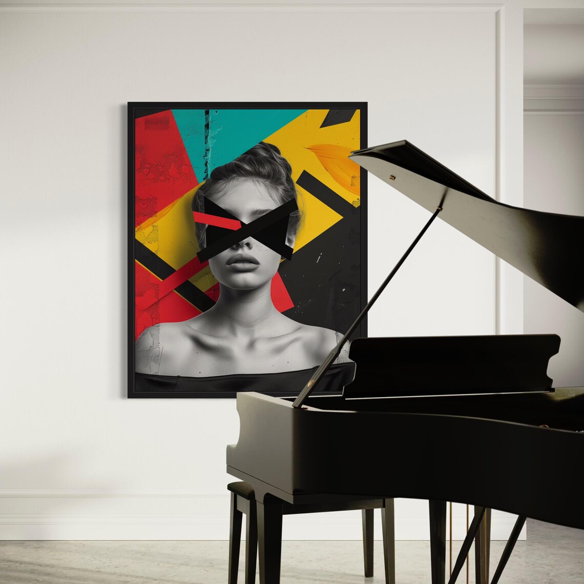 Woman Taped Eyes Pop Collage Color Block Edgy Art Poster Home Decor - Image 5