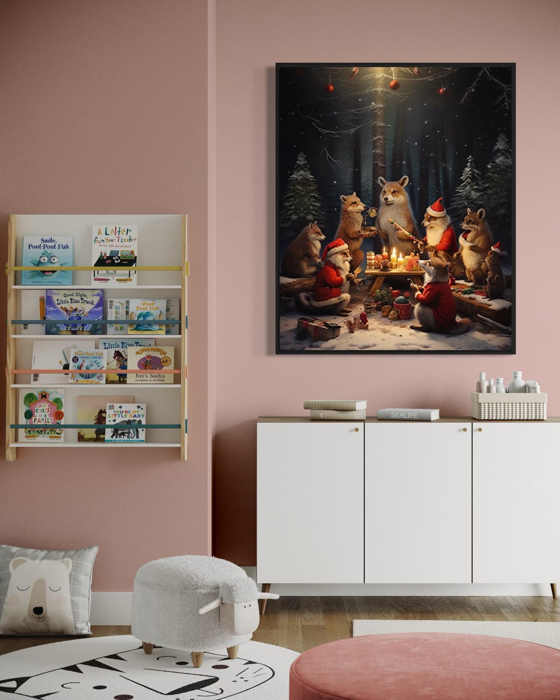 Woodland Animals Christmas Party Cozy Holiday Forest Scene Poster - Image 4