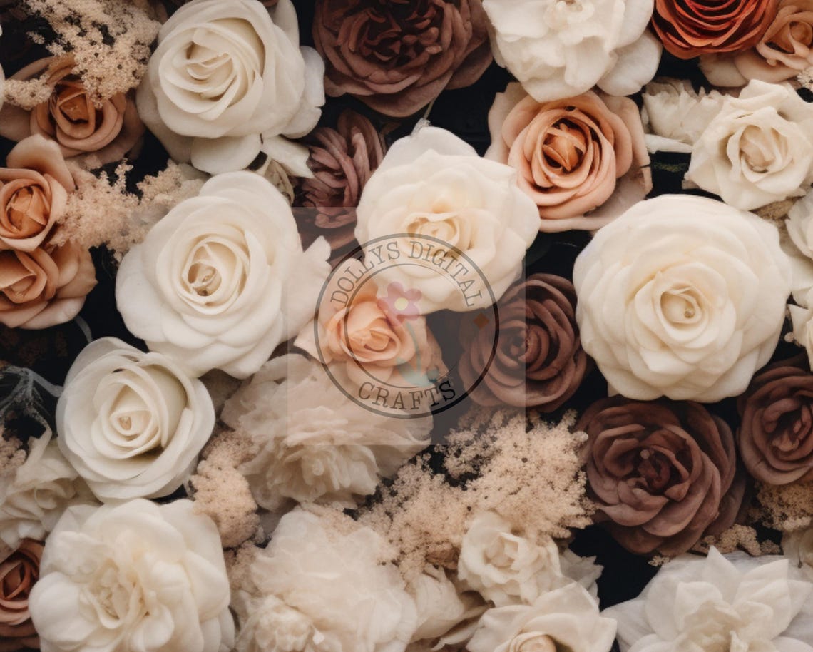 Cream Blush Rose Wall Dense Floral Garden Luxury Art Poster Home Decor - Image 5