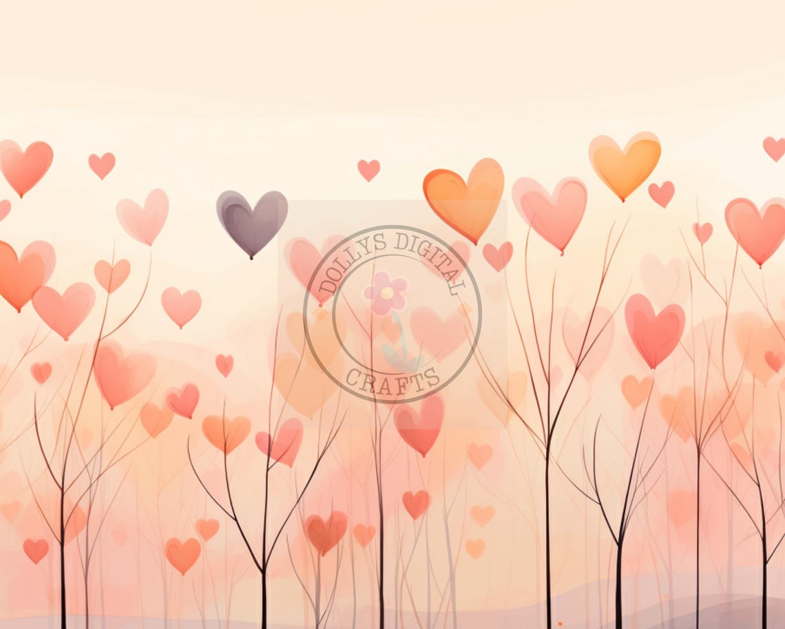 Pastel Hearts Field Whimsical Love Trees Sweet Dream Poster Home Decor - Image 4