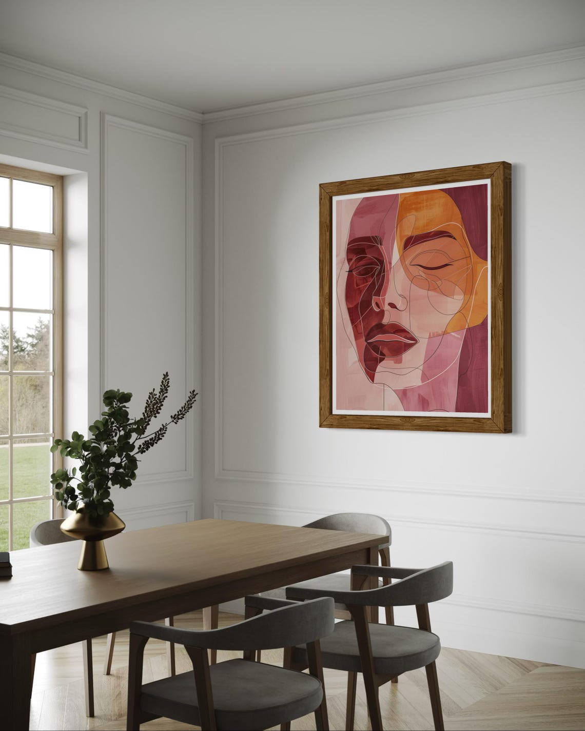 Abstract Woman Face Warm Maroon Tones Boho Minimalist Art Poster - Image 5