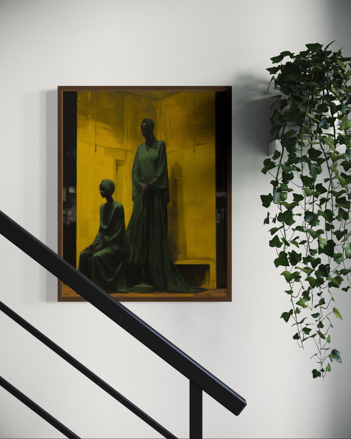 Two Black Women Green Robes Golden Room Painterly Calm Poster - Image 5