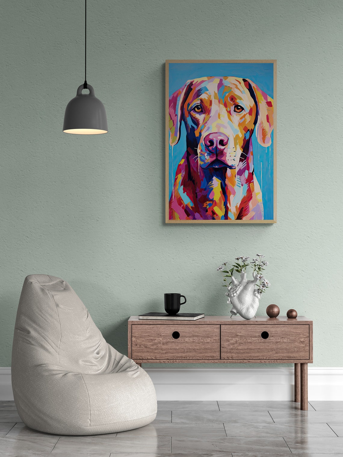 Chesapeake Bay Retriever Pop Art Portrait Blue Background Poster - Image 2