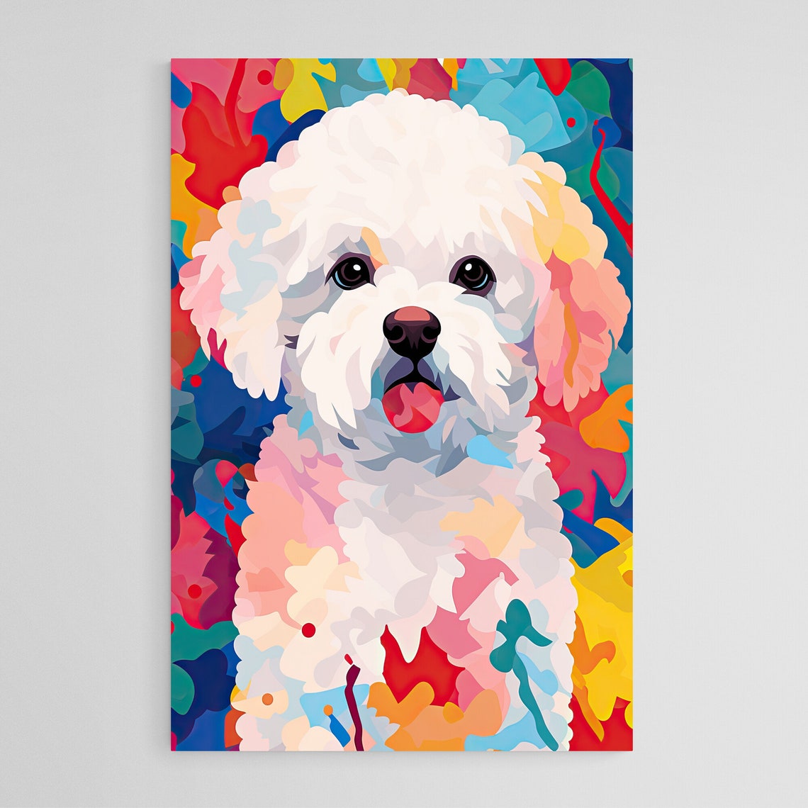 Bichon Frise Pop Art Portrait White Curly Coat Rainbow Poster