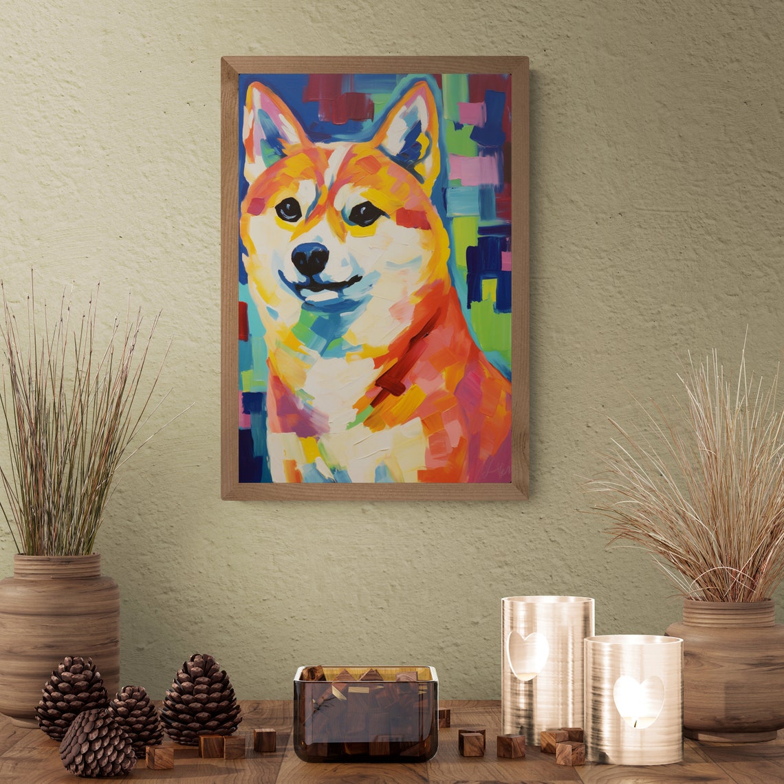 Colorful Shiba Inu Pop Art Smiling Portrait Modern Dog Art Poster - Image 2