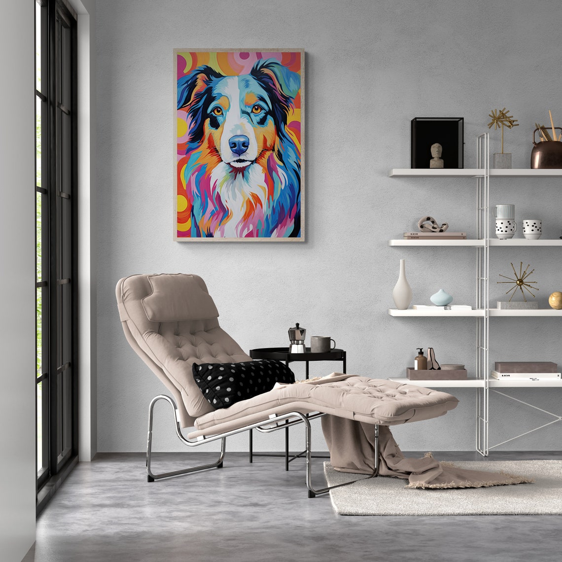 Australian Shepherd Bright Colorful Pop Art Dog Portrait Poster - Image 2