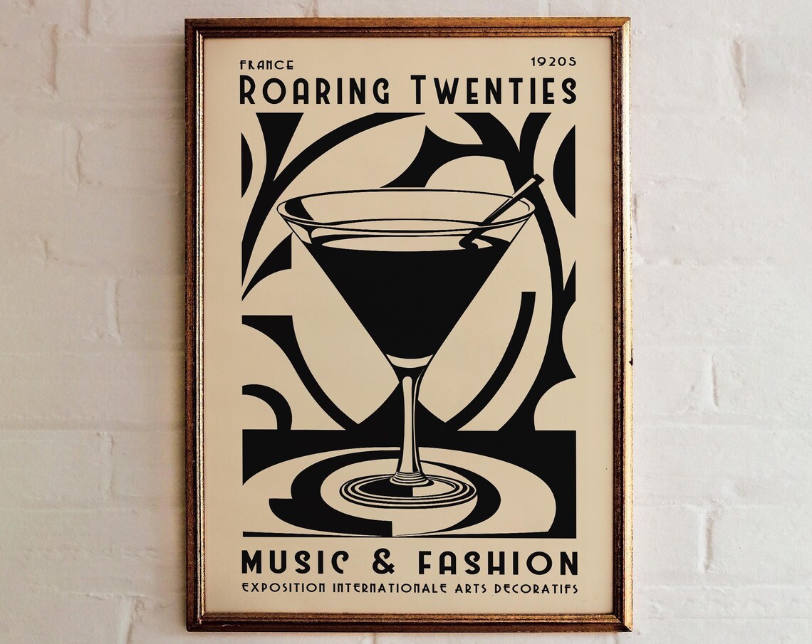 Art Deco Wall Art Roaring Twenties Music Fashion Poster 1920s France Exposition Art Print Retro Home Decor Luxury Kitchen Art Print