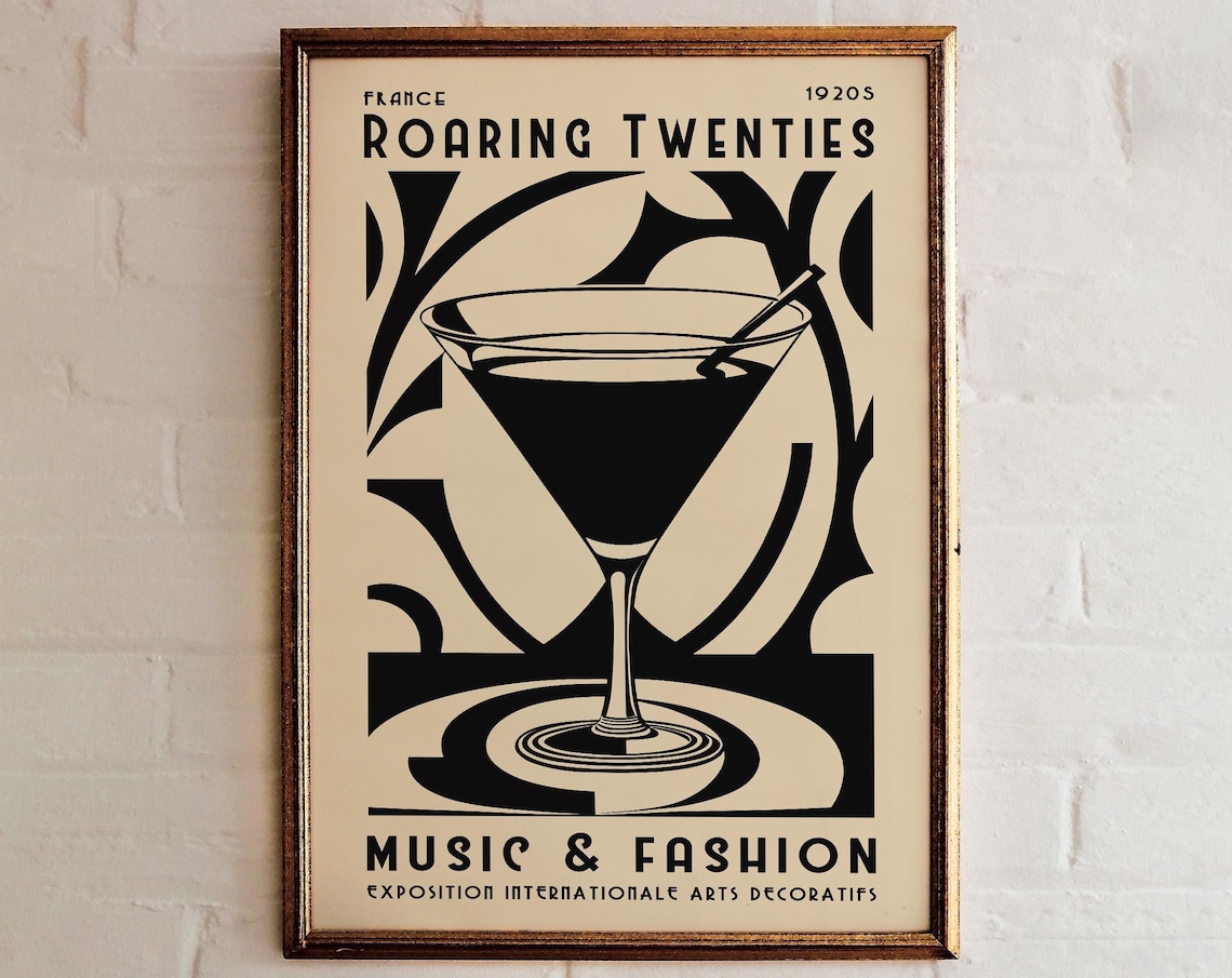 Roaring Twenties France Martini Glass Music Fashion Deco Poster