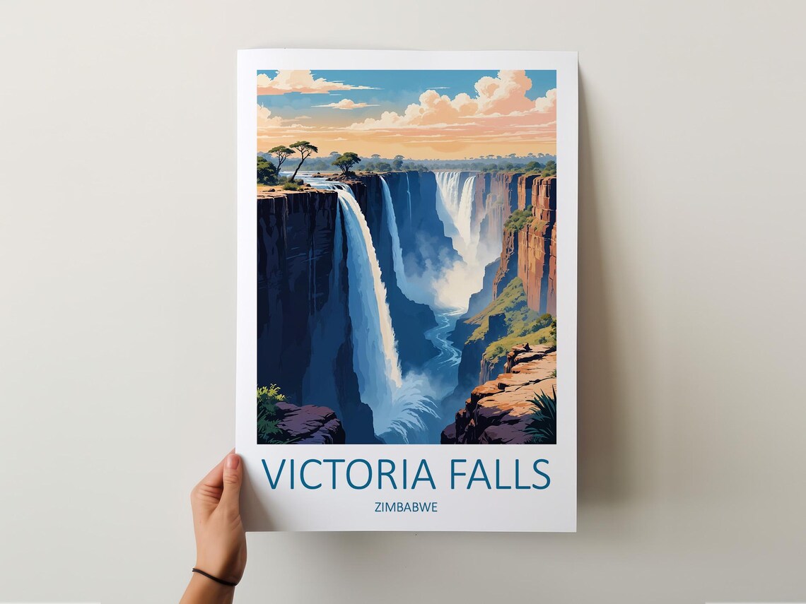 Victoria Falls Travel Print Zimbabwe Poster Africa Wall Art African Art Travel Memories Gift Zimbabwe Wall Print Waterfall Print - Image 5