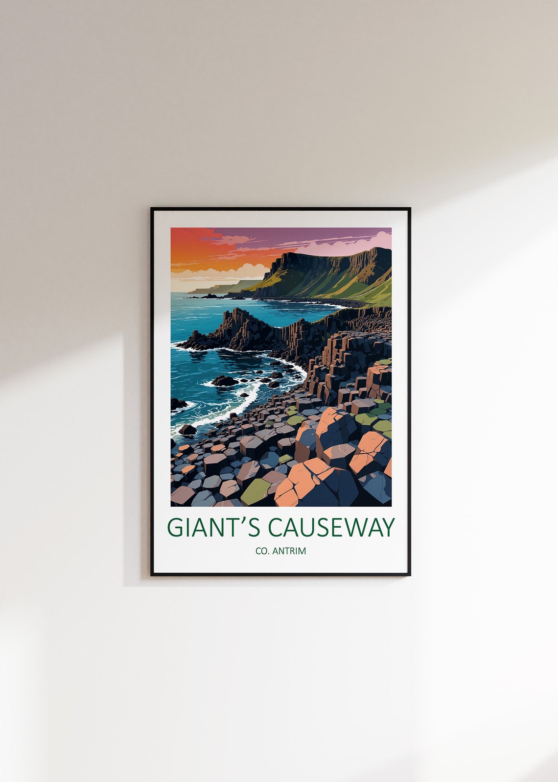 Giant's Causeway Co Antrim Basalt Columns Coast At Sunset View Poster - Image 3