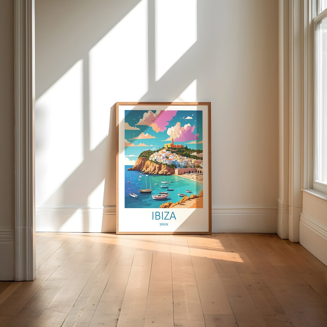 Ibiza Spain Coastal Old Town With Boats in the Harbor Poster - Image 5