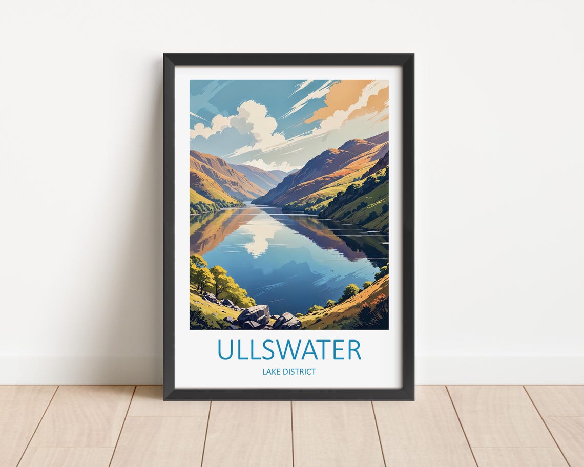 Ullswater Lake District Serene Lake Mountain Reflection Travel Poster
