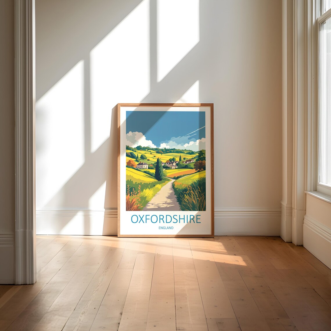 Oxfordshire England Rolling Fields Country Lane And Village Poster - Image 5