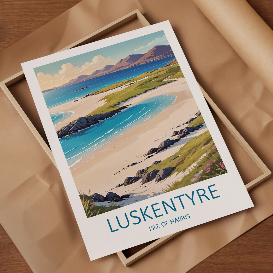 Luskentyre Isle Of Harris White Sand Beach Turquoise Travel Poster - Image 4