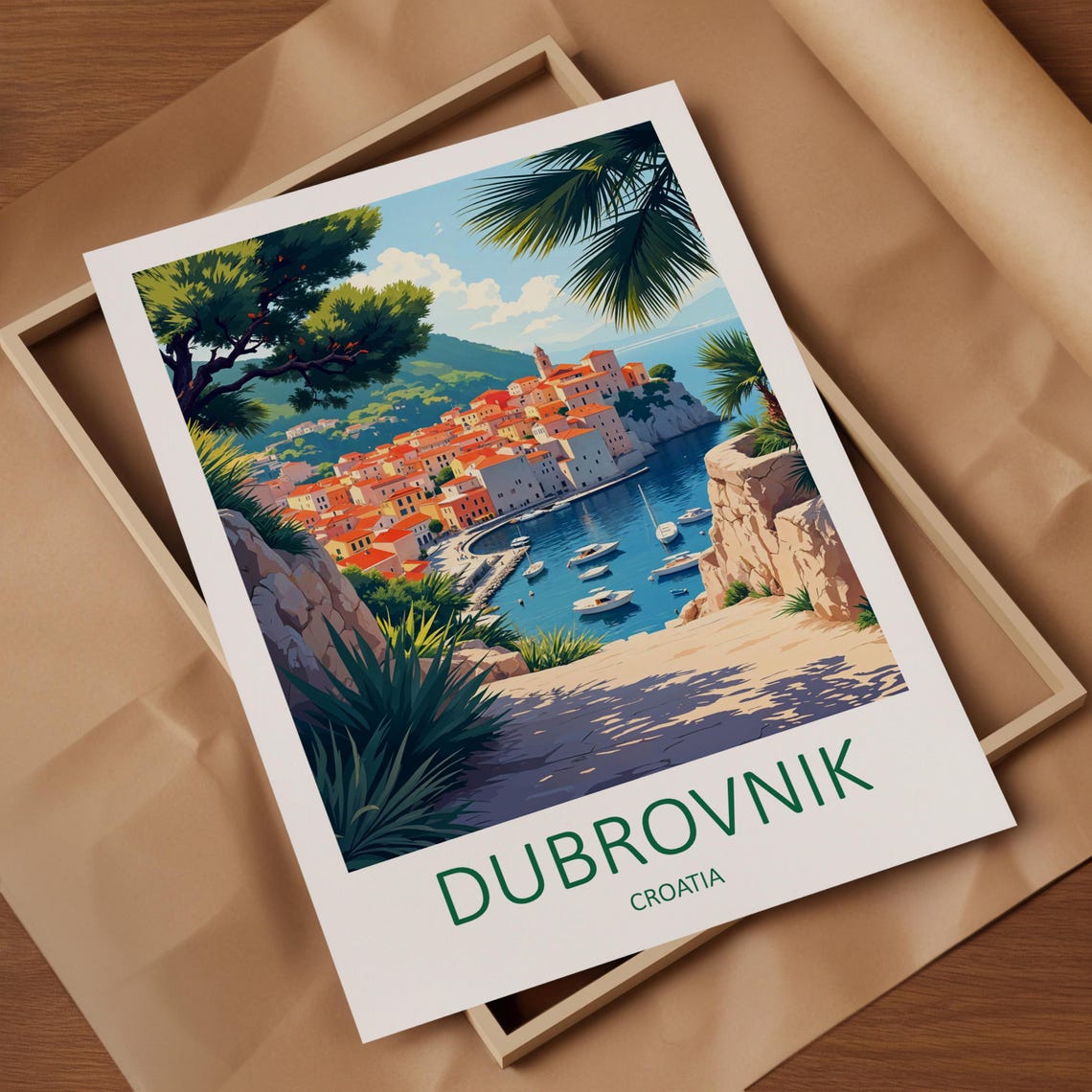 Dubrovnik Croatia Old Harbour Town With Boats And Red Rooftops Poster - Image 4