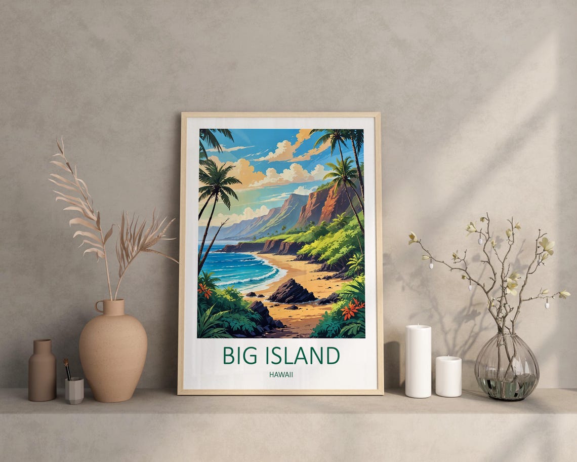 Big Island Print Big Island Poster Hawaii Wall Art Big Island Hawaii Hawaii Travel Print Tropical Beach Art Hawaii Poster Travel Gift - Image 2