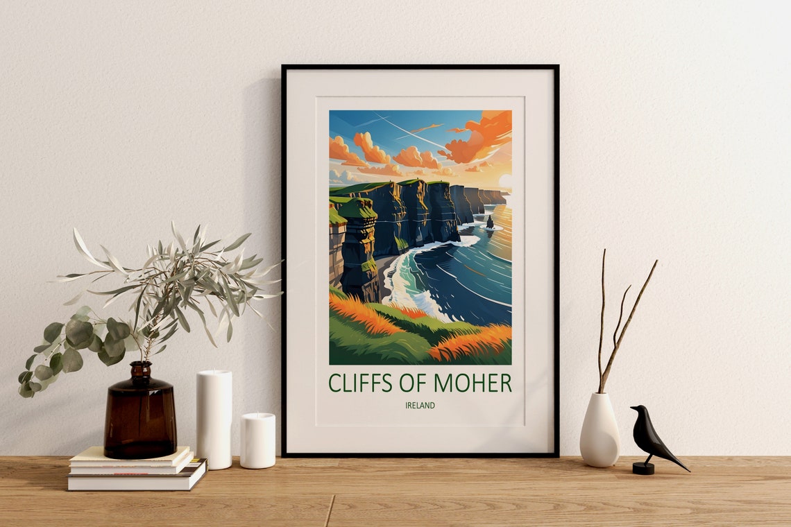 Cliffs of Moher Ireland Sea Cliffs at Sunset Over the Ocean Poster - Image 4