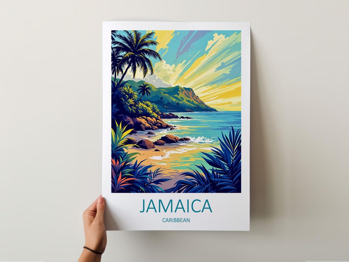 Jamaica Travel Print Wall Art Jamaica Poster Tropical Beach Art Lovers Caribbean Gift Caribbean Wall Hanging Honeymoon Gifts Birthday - Image 6