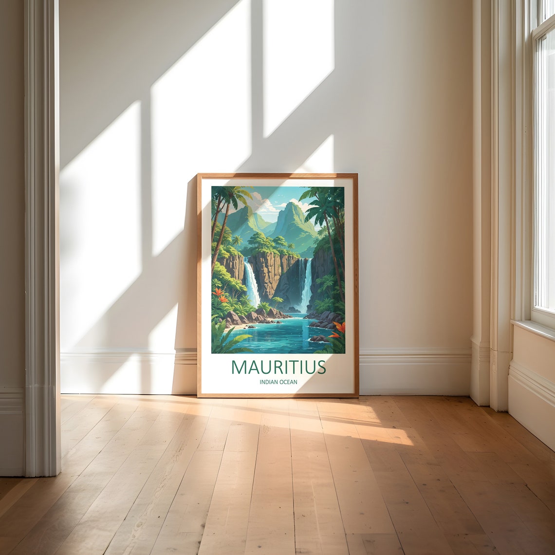 Mauritius Indian Ocean Waterfall Jungle Lagoon Travel Poster - Image 6