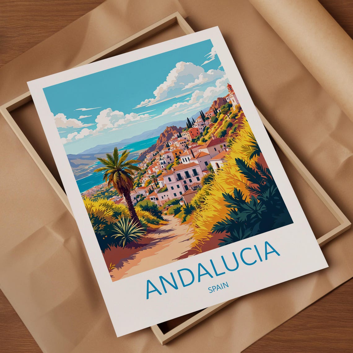Andalucia Spain White Hillside Village Overlooking The Sea Poster - Image 4