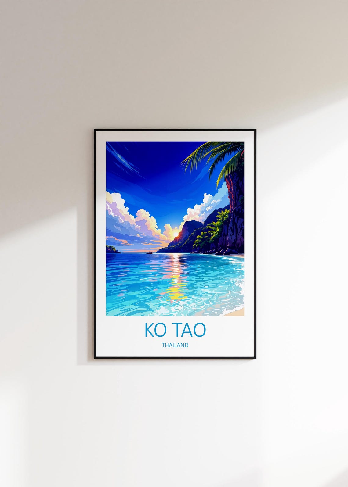 Ko Tao Thailand Tropical Beach Sunset Palm Trees Island Poster - Image 3