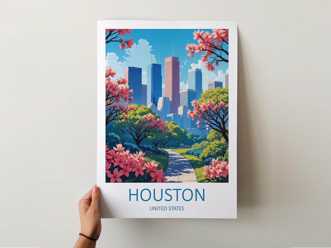 Houston Print Houston Texas Texas Wall Art Houston Poster Usa Travel Print Texas Print America Gift United States Travel Wall Print - Image 5