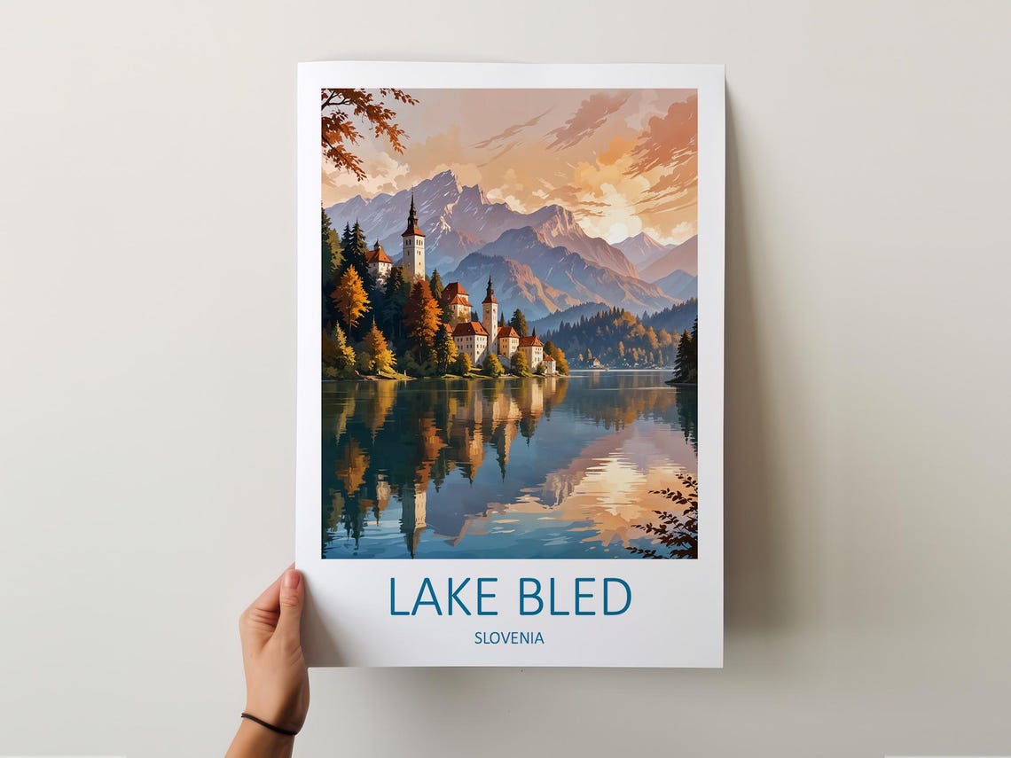 Lake Bled Print Lake Bled Poster Lake Bled Slovenia Slovenia Art Print Travel Wall Art Lake Lake Bled Travel Print Art Lover Gift - Image 5