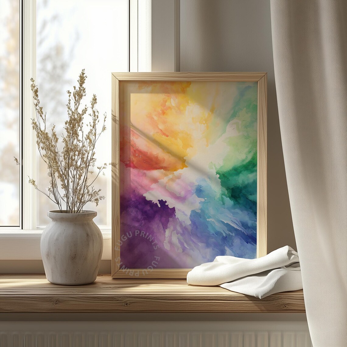 Rainbow Swirl Abstract Colorful Wall Art Modern Art Print Home Decor 205 - Image 4