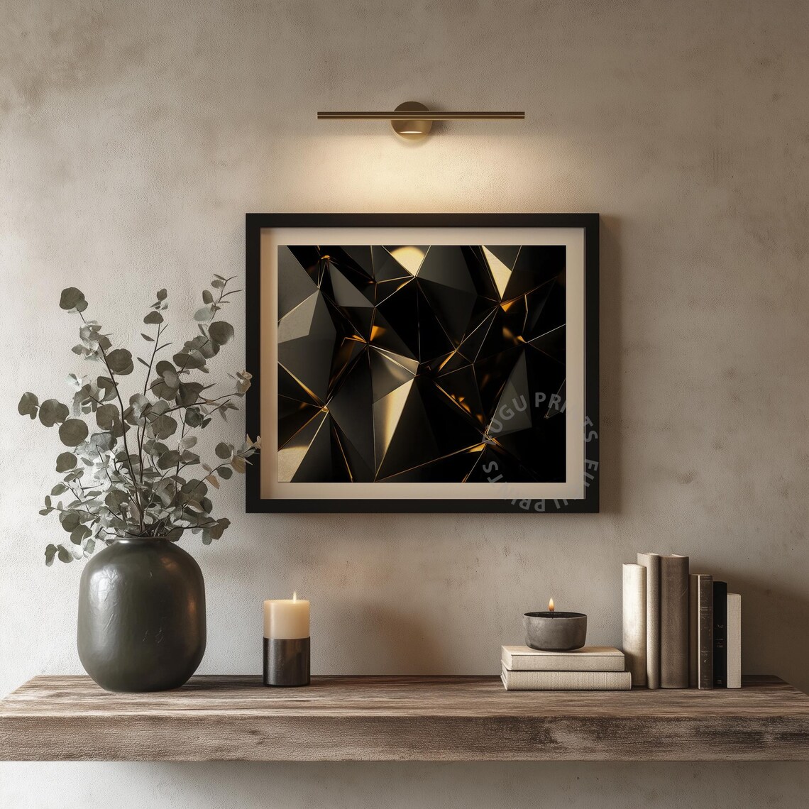 Black Gold Abstract Geometric Modern Art Print - Image 4