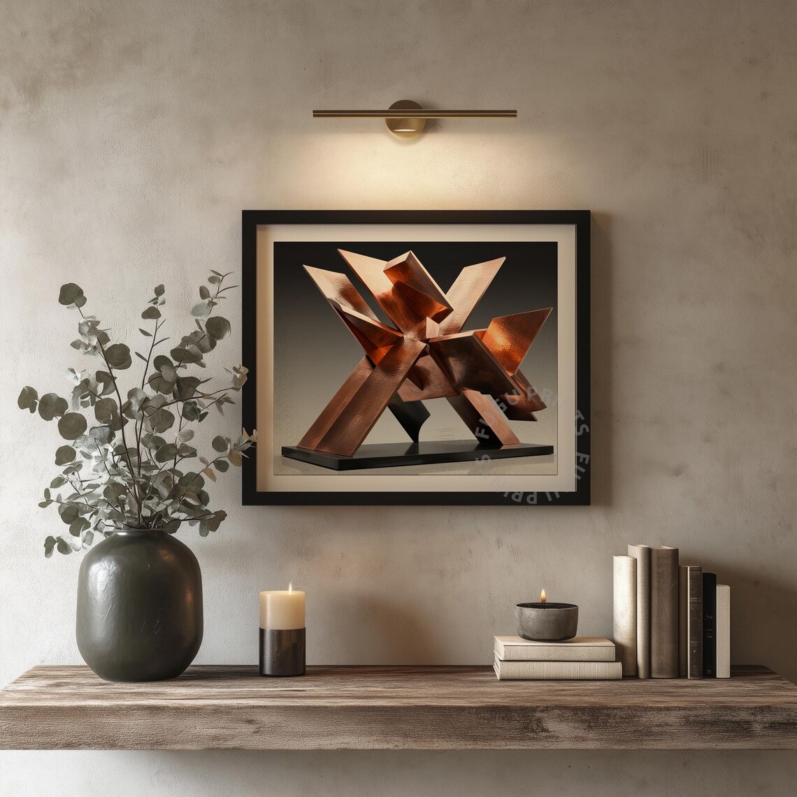 Copper Geometric Abstract, Modern Wall Art - Image 4