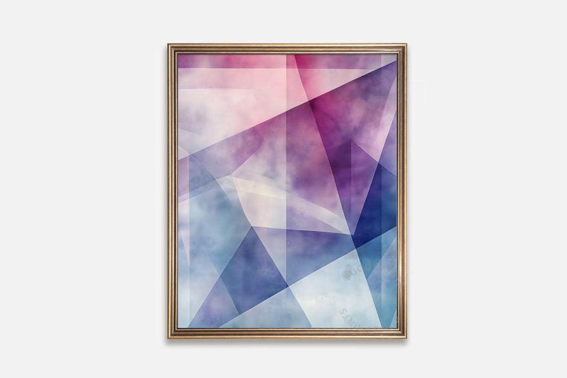 Abstract Geometric Art Blue Purple Print Modern Wall Decor 160